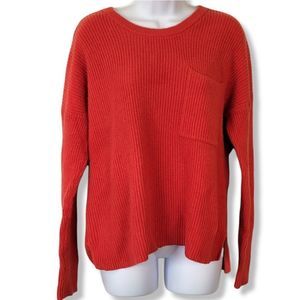 Madewell Womens Orange Thompson Pocket Pullover Sweater size L